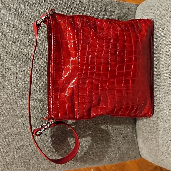 Vintage Brighton Red Croc Embossed Leather Handbag - Picture 7 of 16